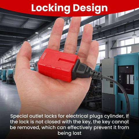 Electrical Plug Lockout Device For US 2 And 3 Prong Plugs Key Retaining Safety Lock 2 Pack OSHA LOTO Compliant in hand