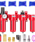 Half Inch NPT Air Drying System With Four Stage Filtration Desiccant Dryer And Regulator For Pneumatic Lines, 0 To 150 PSI