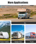 Collage of RVs, travel trailers, camper vans, and trucks showcasing RV Dual CO And LP Gas Detector With Digital Display for varied vehicles.