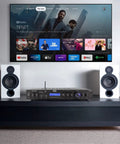 5 Channel Rack Mount Bluetooth Amplifier Receiver For Home Theater And Speakers on a media console setup