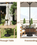 Beefy 70 Lb Weight Heavy Duty Water Fillable Umbrella Base Stand for Patio, freestanding and through table use, fits 1.5 to 1.9 inch poles.