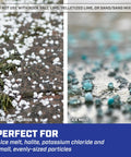 Comparison of potassium chloride and ice melt for 80 Lb Salt Spreader For Ice Melt And Winter Weather, Walk Behind Residential Broadcast Spreader, focusing on usage.