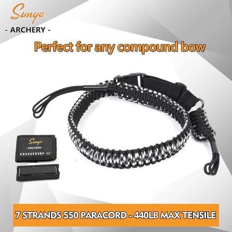 Paracord Compound Bow Sling With V2 Magnetic Connection Lightweight Hands Free Shoulder Carrier in Winterfell Camo