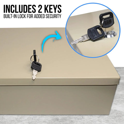 Fireproof Steel Security Chest With Lock And Keys Heavy Duty Safe Box For Your Docs And Valuables Tested To 750 F Exterior 14.5 By 11 By 4 Inches Interior Fits 9 By 12 Docs And Passport