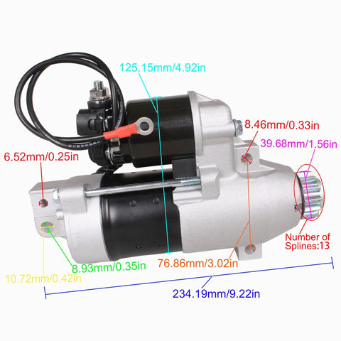 Outboard Starter Motor For Yamaha Four Stroke Engines 150HP To 250HP Built Tough High Performance F150TLR detailed dimensions view