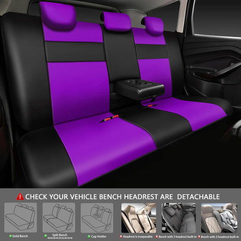 Leather Seat Covers Full Set For SUV Sedan And Van Water Resistant With 3D Foam Back Support All Season Comfort Purple Black interior