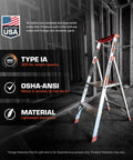 Flip N Lite 6 Foot Aluminum Stepladder With Full Size Standing Platform And Easy Release Handle For Quick Setup No Pinching And Lightweight Home And Job Site Ladder For Reaching High Areas. 6-foot aluminum stepladder in framed interior