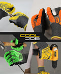 A5 Cut Resistant Gloves With Impact TPR Shield Touchscreen Nitrile Dipped Safety Work Gloves With Superior Grip For Mechanic Tasks And Heavy Duty Jobs 3 Pairs In Large Assorted Colors in action in workshop