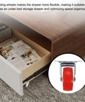 2-Inch Swivel Caster Wheels Pack With PVC Quiet Rolling Surfaces attached to under-bed storage drawer for furniture mobility