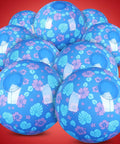 Image of Hawaiian Leaves 12 Pack Inflatable Beach Balls 7.87 Inch For Pool And Beach Games Kids Party Favors Birthday Gifts Summer Fun Classroom Decor Totally Perfect For Summer Parties Poolside Fun End Of Year Class Parties Outdoor Play And Great Gifts, blue with tropical leaves and flowers design.