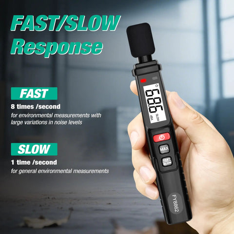Pro Grade Sound Level Meter With 30-130 DB Range, Digital Decibel Meter With LCD Display, High Precision Sensor, Plus Or Minus 1.5 DB Accuracy, 0.1 DB Resolution, Condenser Microphone, Ideal For Home And Work Noise Monitoring, hand-held black meter