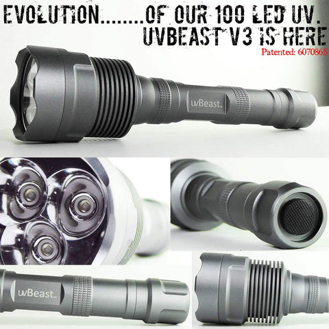 V3 385-395nm Black Light UV Flashlight With High Power Triple Broadband LEDs For Professional And Commercial Use Long Battery Life USA Stock Beast Mode Power Industrial Grade Blacklight