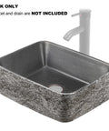 Rectangular Ceramic Vessel Sink For Bathroom Above Counter Dope Slate Gray 16 By 12 Inches Porcelain Basin With Easy Clean Stain Resistant Modern Look