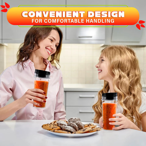 Mother and daughter using 16 Oz Replacement Blender Cups With Lids Pack Of 2 For Protein Shakes Compatible With Bl770 Bl780 Bl660 Bl740