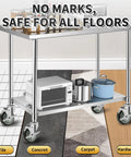 4 Inch Prep Table Caster Wheels Set Of 4 With Expanding Stem From One And A Half Inch To One And Five Eighths Inch Swivel Casters shown on kitchen cart