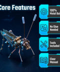 Cricket 3D Metal Puzzle Kit With 160 Pieces, Mechanical Screw Assembly, Level 3 Of 5, About 3 Hours Build, No Glue Needed, Desktop Ornament, Cool Birthday Gift For Dad Or Husband. 100% metal cricket model with tools included
