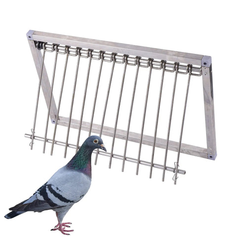 One Way Stainless Steel Pigeon Trap Door For Bird Cages And Pigeon Houses, 29 By 26 Cm Frame With Wire Bars, Pigeon Visible