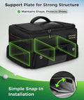Black premium golf trunk organizer for cars with insulated pouch and dust proof layer, multi compartment design shown.