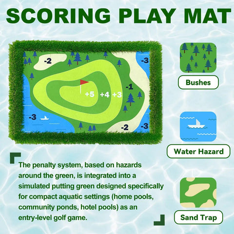 Floating Golf Green For Pool 35 By 24 Inch Chipping Green Practice Mat For Backyard Poolside Fun with scoring play mat