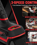 Professional Flathead Angle Grinder Built Ridiculously Tough Works Slick On Tight Spaces Delivers Serious Kickass Grinding Power And Smooth Anti Vibration Safety With Your Milwaukee 18V Battery Tool Not Included showing three-speed control for various tasks.