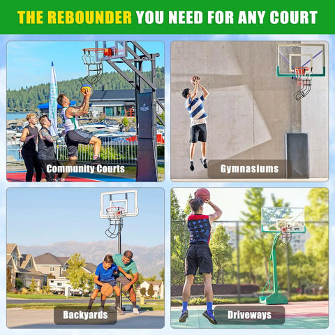 360-Degree Swivel Track Basketball Return Attachment For Home Courts With Quick-Setup Non-Slip Rebounder And Adjustable Angles For Every Shot From Free Throws To Three-Pointers Multi-Directional Practice Tool on driveway hoop