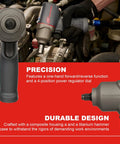 Close-up of Beast Three Eighth Inch Air Impact Wrench With Three Hundred Foot Pound Torque being used in auto repair.