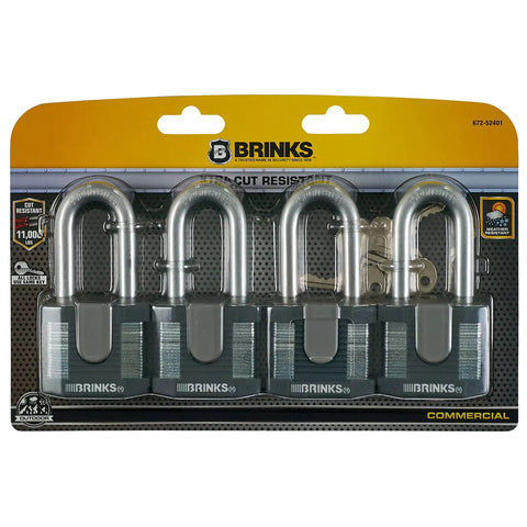 50mm Laminated Steel Padlock Set Keyed 2 Inch Shackle Boron Steel Body Built Tough Weatherproof Heavy Duty Locks 4 Pack