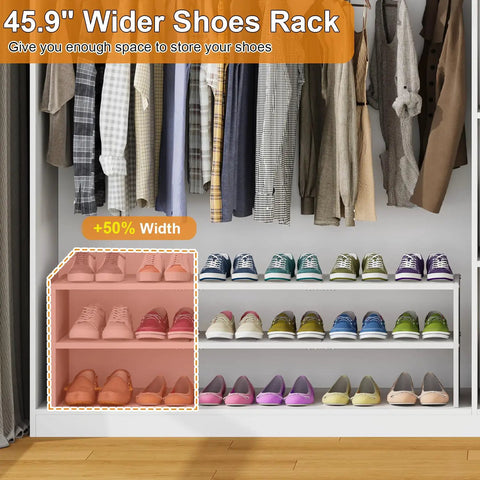Extended Shoe Rack With 45 Inch Width Stores Up To Eighteen Pairs Of Shoes To Keep Your Entryway Or Closet Neat So You Can Ditch The Clutter And Stack Your Kicks Cleanly While Enjoying Heavy Duty Multi Tier Organization