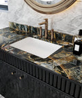Slate Gold Marble Countertop Contact Paper Peel And Stick Self Adhesive Vinyl Waterproof DIY Friendly Glossy Finish For Kitchen And Bathroom Countertops 15.7 Inch Wide By 118 Inch Long Roll over sink area