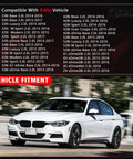 Compatible BMW models list above a white BMW on the road. Part: Engine Air Intake Hose For BMW Heavy Duty Air Duct Tube Fit 228i 320i 328i XDrive 528i F20 F30 F10 X1 X3 X4 X5 Z4 2 0L 2012 To 2017 Replace 13717605638 Plug And Play.