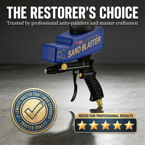 Portable Sand Blaster Gun Pro Kit For Auto, Patio And Furniture Restoration With Ceramic Nozzle on gray surface