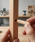 Inserting 100 Pcs Wooden Dowel Pins Round Unfinished Wood Dowels With Fluted Beveled Ends for woodworking project.