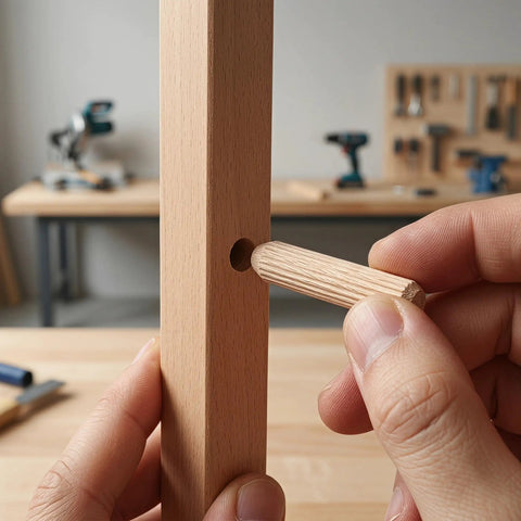 Inserting 100 Pcs Wooden Dowel Pins 6x30mm Round Unfinished Fluted Beveled Ends Hardwood Dowels Rods For DIY Crafting
