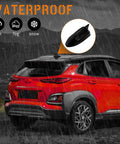 Car with Hyundai Kona Shark Fin Antenna Cover Glossy Black Roof Aerial Cap Direct Fit For 2018-2023 Kona And Kona Electric Also Fits Kia Sorento 2019-2020 Replacement 96210-J9300 in rain.