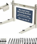 Beefed Up Mini Split Wall Mount Bracket For Outdoor Use With 400 lb Load Capacity, showing components and anti-vibration pads