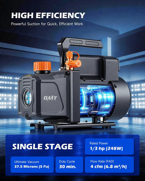 Top Shelf 4 Cfm Ac Vacuum Pump With Manifold Gauge Set And Digital Leak Detector For R1234yf R454b R410a R32 Auto Air Conditioning Repair Kit, showing 1/3 HP pump with gauges.