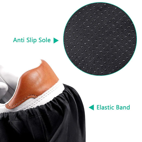 8 Pairs Non Slip Reusable Shoe Covers Waterproof Boot Covers With Elastic Band For Easy Fit And Secure Wear Protecting Household Floors And Carpets From Dirt And Dust Machine Washable Large showing anti-slip sole and elastic band.