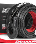 Beefy Heavy Duty Synthetic Winch Rope Three Eighths Inch By Ninety Two Feet 25500 Lbs Break Strength Braided UHMWPE Gray For Off Road Jeeps ATVs UTVs And Trucks Under Eight Thousand Five Hundred Lbs, coiled with hook