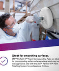 Person using Perfect-It Foam Compounding Pad 8-Inch White High-Performance Detailing Pad on vehicle surface