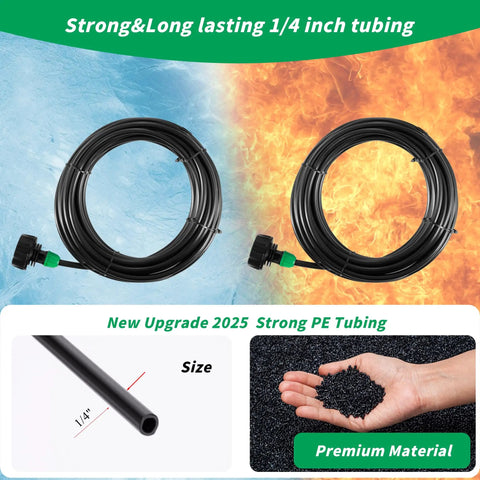 Outdoor Misting Fan Kit Anti Leak System With 19.69Ft Tubing 6 Brass Nozzles 6m Line And 3/4 Inch Adapter Water Sprayer
