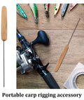 Pro-Grade Worm Threader Needle For Freshwater And Saltwater Fishing Stainless Steel Bait Rigging Tool With Wood Handle For Hygienic Handling And Quick Easy Bait Threading, stainless steel, wood handle
