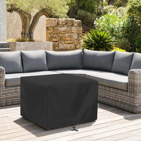 Outdoor Ottoman Cover 26W By 26D By 18H Square Coffee Table Waterproof All Weather Protection For Patio Furniture Side Table Black
