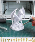 Dope All-In-One 21 In 1 3D Printer Smoothing And Finishing Tool Kit With 80W LED Soldering Iron being used on a dragon model