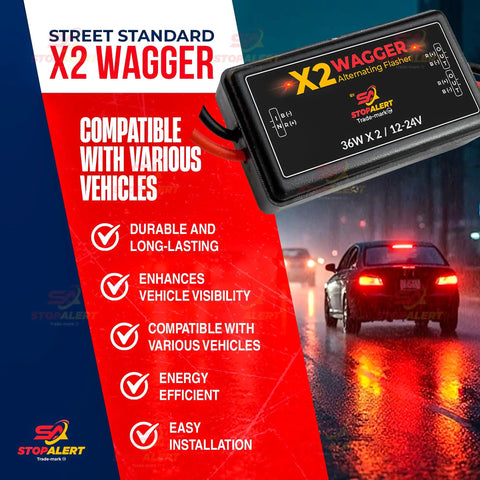 Wig Wagger Electronic Alternating Flasher Strobe Lights Relay Controller For Car Truck And Motorcycle Heavy Duty 72W Load Be Seen On The Road With Powerful Emergency Warning Alerts, black 12V-24V module