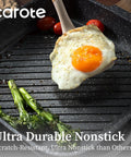 11 Inch Nonstick Grill Pan For Steak With Granite Coating cooking egg and vegetables indoors