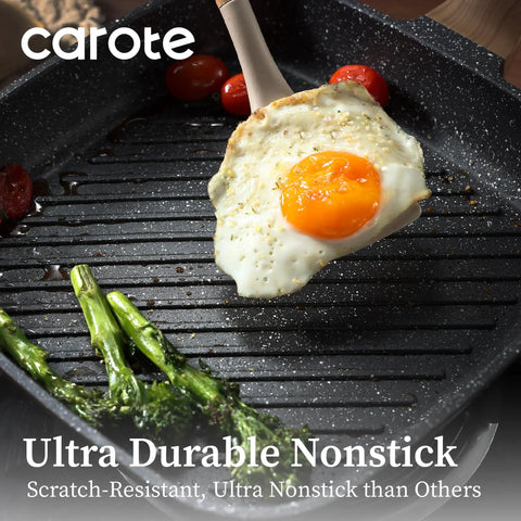 11 Inch Nonstick Grill Pan For Steak With Granite Coating cooking egg and vegetables indoors