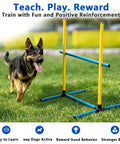 Two Pack Dog Agility Jump Set With Adjustable PVC Hurdles For Small And Medium Dogs featured in a grassy backyard setting.