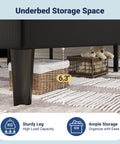 Underbed storage space of the Straight Up Comfortable Full Bed Frame With Built In Charging Station and Storage Shelf.