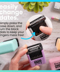 No Sweat Self Inking Date Stamp For Fast Shipping Receiving And Inventory Tracking Clean Black Ink With Easy Twist Dials for date changing mechanism.