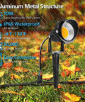 Aluminum 10W Low Voltage LED Landscape Light with easy connector in rain, 12V 24V Waterproof Outdoor Spotlights 1000LM Warm White 3000K